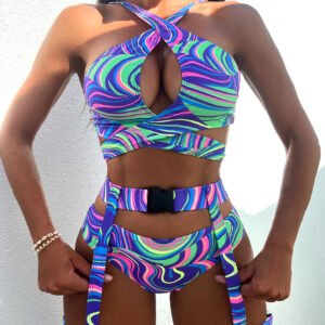 Crisscross Garter Bikini Swimsuit